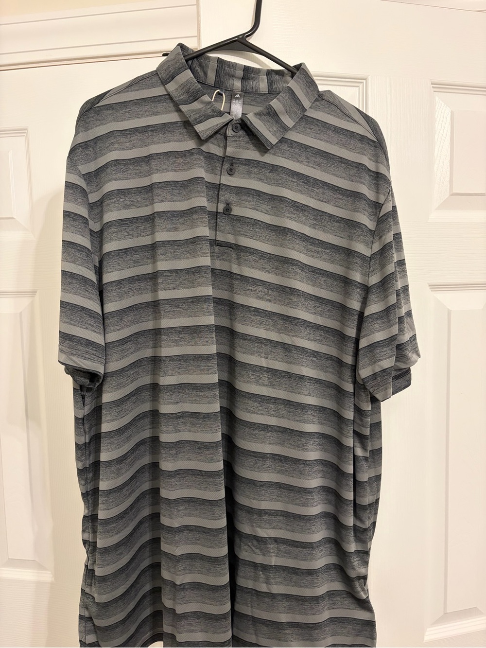 adidas Men's Gray Striped Polo Shirt